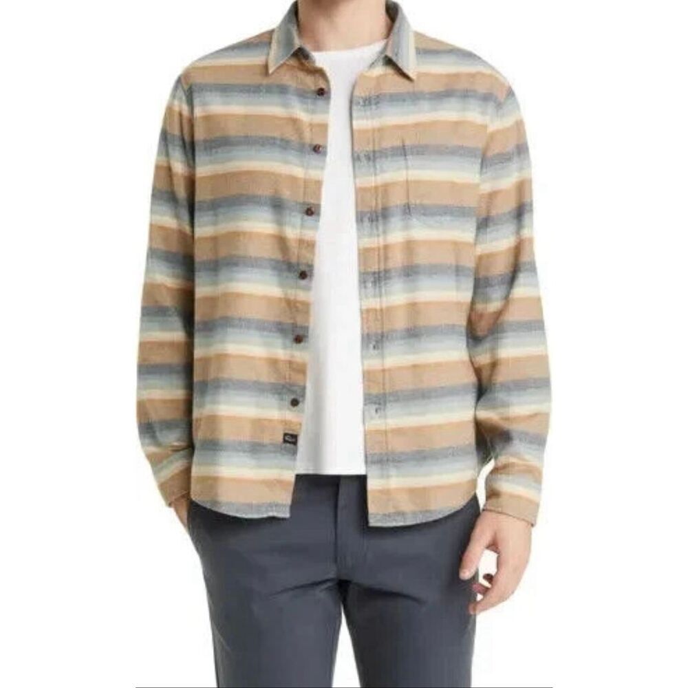 Rails Mens Medium Blue and Tan Casual Soft Button Down Shirt Size Medium New
